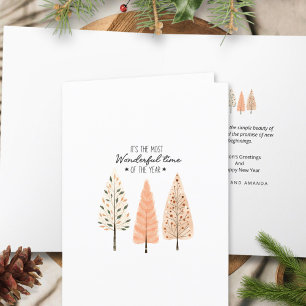 Boho Earthy Modern Minimalist Line Art Nordic  Holiday Card