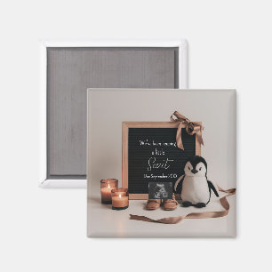 Boho earthy neutral pregnancy announcement gift magnet