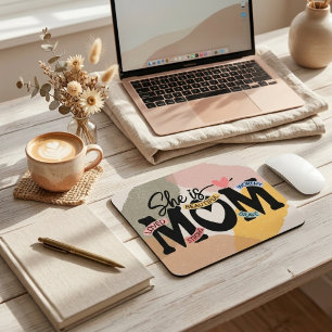 Boho Earthy Playful Abstract Mum Quotes Mouse Pad