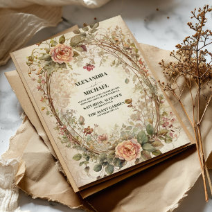 Boho Earthy Shades Clay Roses Wedding  Invitation