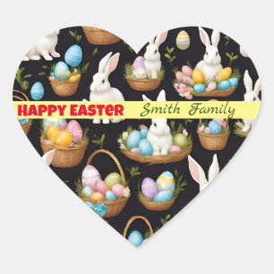 Boho Easter Bunny Collection Heart Sticker