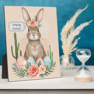 Boho Easter Bunny Whimsical Pastel Plaque