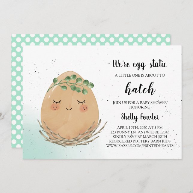Boho Easter Egg Baby Shower Invitation - Brown Egg (Front/Back)