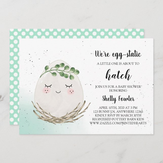 Boho Easter Egg Baby Shower Invitation - Spring (Front/Back)