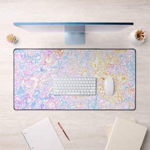 Boho Eclectic Hippie Funky Colourful Pastel Marbl Desk Mat