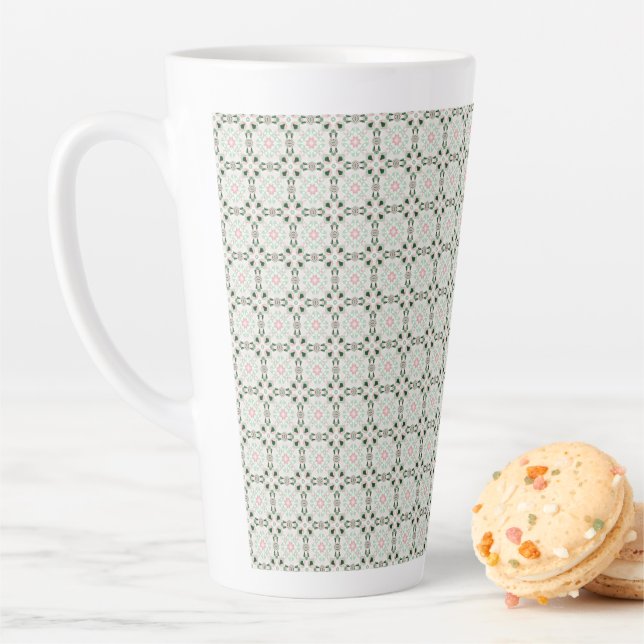 Boho Eclectic Intricate Delicate Christmas Pattern Latte Mug (In Situ)