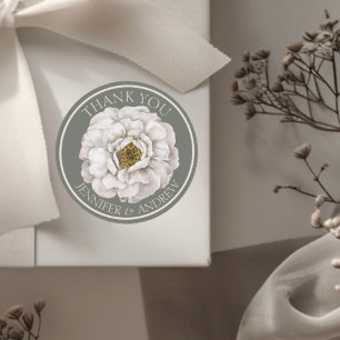 Boho Ecru Watercolor Floral Wedding Favour  Classic Round Sticker