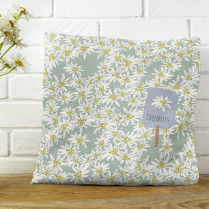 Boho Edelweiss Sound of Music Alpine Botanical Cushion
