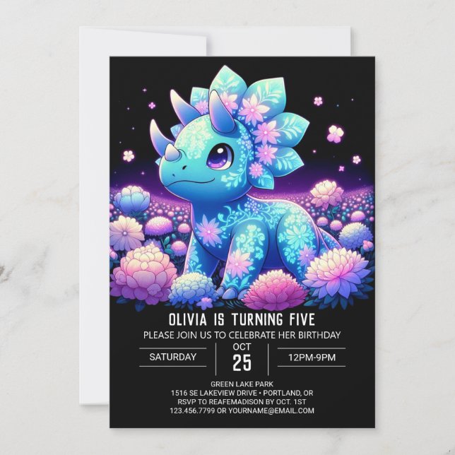 Boho Editable Dinosaur Digital Birthday Invitation (Front)