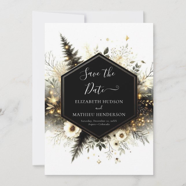 Boho Editable Enchanted Forest Wedding Save The Date (Front)