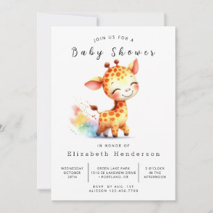 Boho Editable Giraffe Baby Shower Invitation
