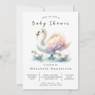 Boho Editable Swan Baby Shower Invitation