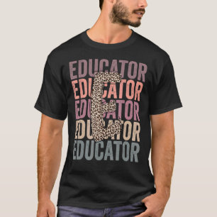 Boho Educator Leopard Teacher Life Teacher Appreci T-Shirt