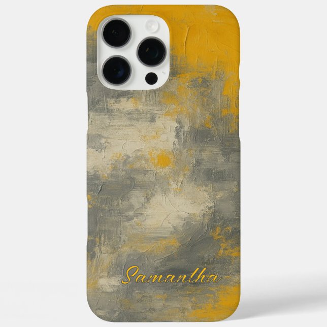 Boho Elegance Abstract Mustard & Grey Art Case-Mate iPhone Case (Back)