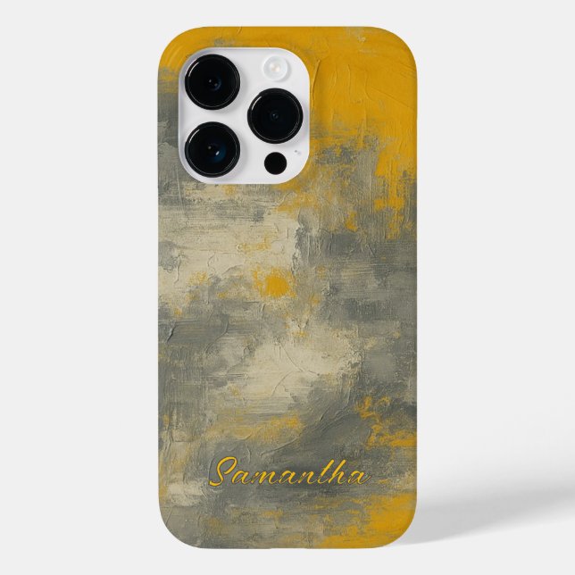Boho Elegance Abstract Mustard & Grey Art Case-Mate iPhone Case (Back)