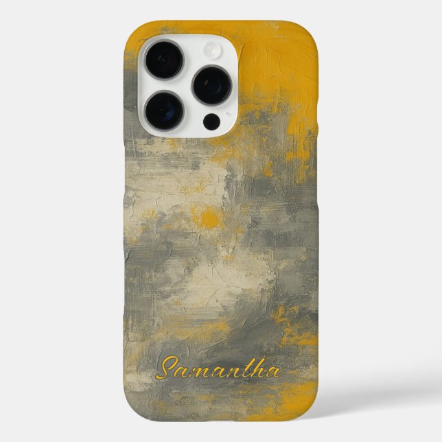 Boho Elegance Abstract Mustard & Grey Art Case-Mate iPhone Case (Back)