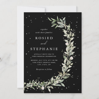 Boho Elegant Bohemian Watercolor Greenery Wedding Invitation