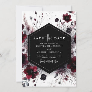 Boho Elegant Burgundy Wedding Save The Date