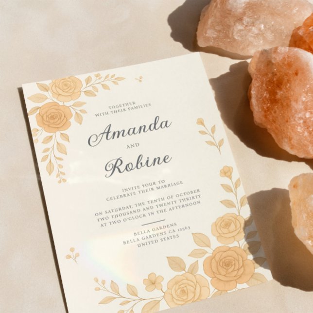 Boho Elegant Earth Tone Floral Wedding Invitation (Creator Uploaded)