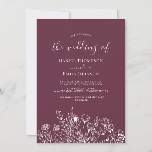 Boho Elegant Floral Wedding Invitation (Front)