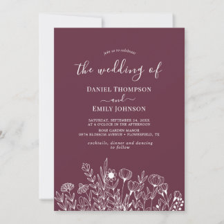 Boho Elegant Floral Wedding Invitation