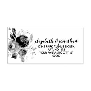 Boho Elegant Floral Wedding Return Address Rubber Stamp