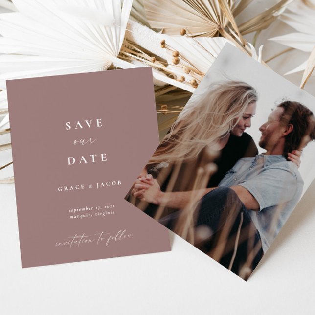 Boho Elegant Modern Dusty Mauve Save The Date (Creator Uploaded)