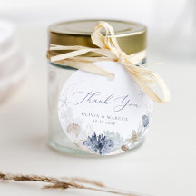 Boho Elegant Ocean Beach Blue Wedding Thank You