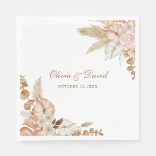 Boho Elegant Pampas Grass Floral Wedding Napkins