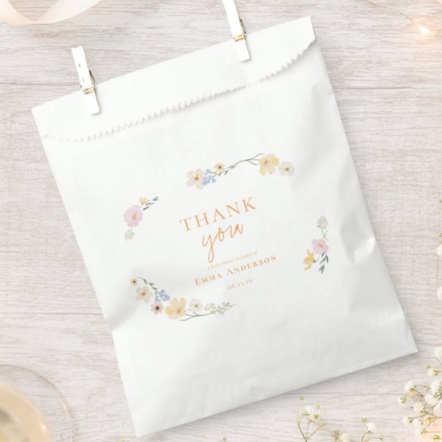 Boho elegant  Pastel Wildflowers Baby Shower Favour Bag (Creator Uploaded)