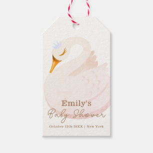 Boho Elegant Princess Swan Girl Baby Shower Gift Tags