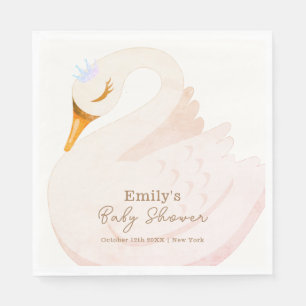 Boho Elegant Princess Swan Girl Baby Shower Napkin