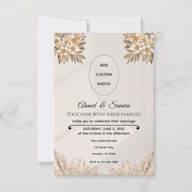 Boho Elegant  Rustic Floral Wedding  RSVP Card (Front)