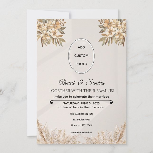 Boho Elegant  Rustic Floral Wedding Save the Date (Front)