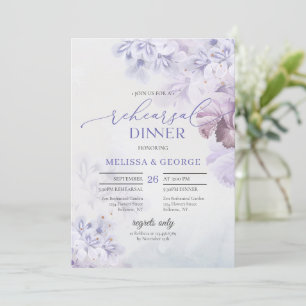 Boho elegant spring flowers lilac purple floral invitation