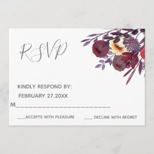 Boho elegant watercolor floral bouquet RSPV Invitation