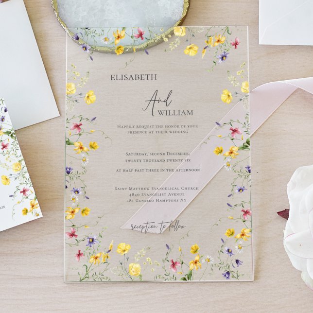 Boho Elegant Wildflowers Wedding Invitation (Creator Uploaded)