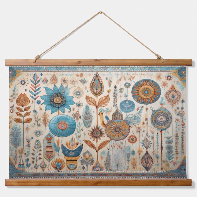 Boho Elements Wall Hanging Hanging Tapestry (Front)