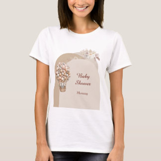 Boho Elephant Air Balloon Neutral Mummy To Be T-Shirt