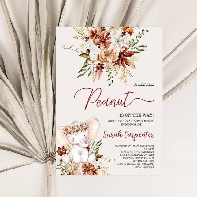 Boho Elephant Baby Shower Girl Invitation (Creator Uploaded)
