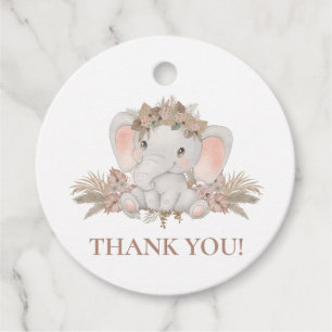 Boho Elephant Baby Shower Thank You Favour Tags