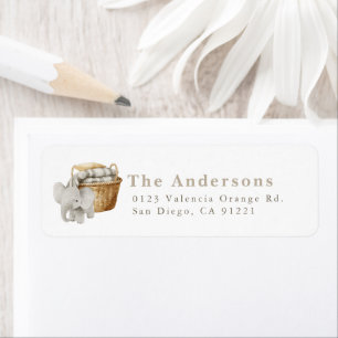 Boho Elephant & Blanket Basket Return Address Return Address Label
