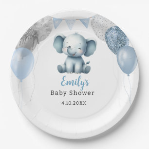 Boho Elephant Boy Balloons Baby Shower Paper Plate