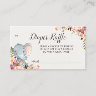 Boho elephant diaper raffle ticket insert