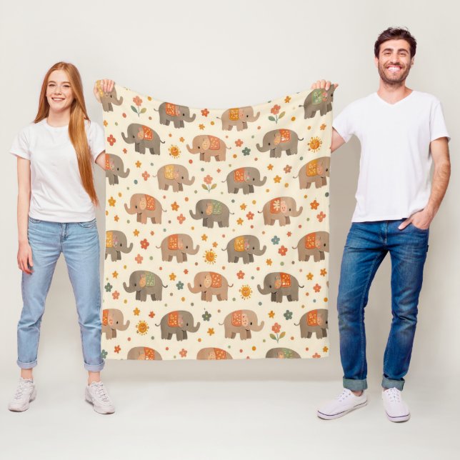 Boho Elephant Fleece Blanket (In Situ)