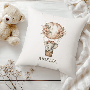 Boho Elephant Hot Air Balloon Nursery Cushion