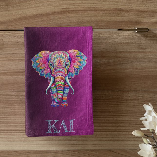 Boho Elephant - Personalised Mandala Design Bath Towel Set (Creator Uploaded)