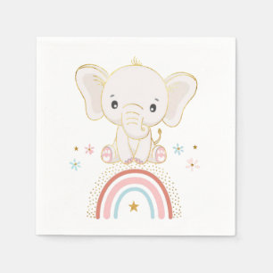 Boho Elephant Sitting On A Rainbow Baby Shower Napkin