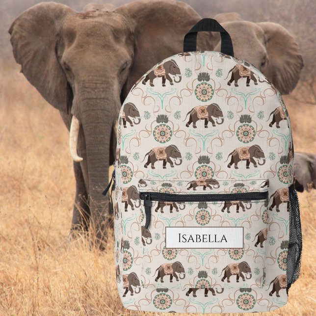 Boho Elephants India Inspired Style Printed Backpack (Creator Uploaded)