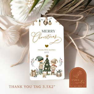 Boho Elves Merry Christmas Gift Tags